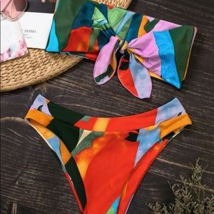Allover Graphic High Waisted Bikini Swimsuit